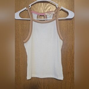 Rewind Women's Cream and Tan Sleeveless Tank Top